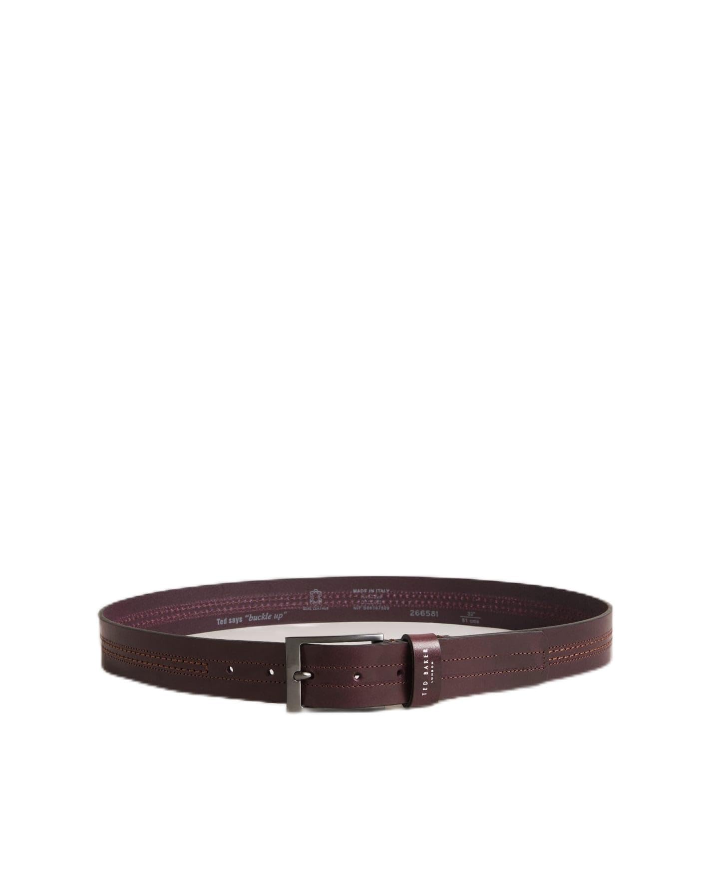 Ted Baker London crisic-stitch detail leather belt, oxblood