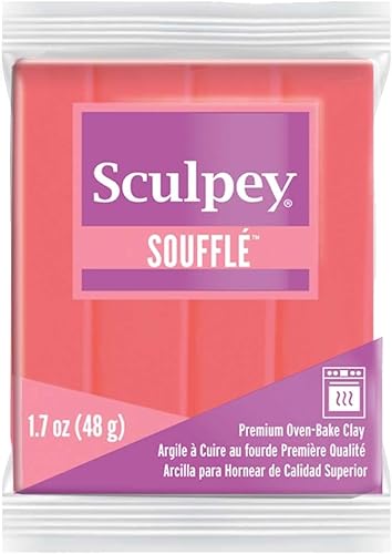Sculpey Soufflé - Arcilla polimérica para horno, naranja mandarina, no tóxica, barra de 1.7 onzas, ideal para hacer joyas, vacaciones, bricolaje,