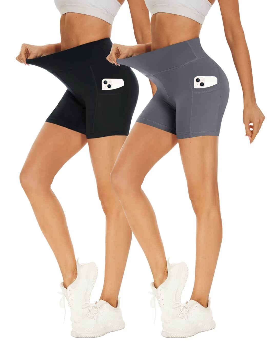 Missluck 2er Pack Radlerhose Damen Hohe Taille Kurze Sporthose Shorts Sommer Leggings Blickdicht Hotpants Unter Kleider für Yoga Sport