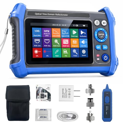 Image of 16-in-1 OTDR Fiber Optic Tester 1310 /1550 /1625nm, with Event Map, 10G PON OPM, VFL, OLS, RJ45 Cable Tracker, 80km Range Network Diagnosis Tool