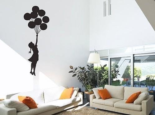 BANKSY FLOATING BALLOON GIRL VINYL WALL ART DECAL STICKER 125CM (H) X 45CM (W)