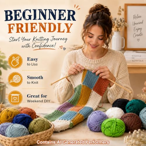Image of 15 Pack x 20g Acrylic Yarn - Soft Knitting Yarn for Crocheting for Crafts Skeins for Crocheting DIY Bulk for Handicraft Knitting Scarves Ideal Gift for Beginners and Adults