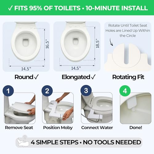 MOBY Bidet Toilet Seat Attachment - Non-Electric, Dual Nozzles with Self-Cleaning, Ultra-Thin Design, Easy 10-Minute Installation, Adjustable Water Pressure, Effortless Cleaning Experience - Thumbnail 4