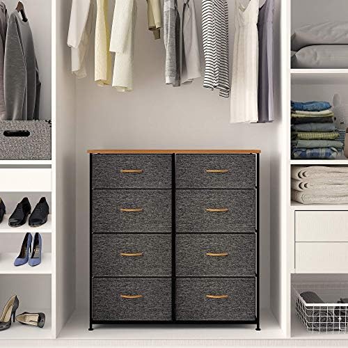 YITAHOME Chest of Drawers, Cationic Fabric 8-Drawer Storage Organizer Unit for Bedroom Living Room Closet, Sturdy Steel Frame, Easy Pull Fabric Bins & Wooden Top, Fabric Dresser
