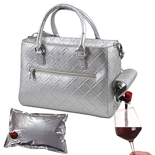 PrimeWare Insulated Drink Purse w/ 3L Bladder Bag | Thermal Hot and Cold Storage | Portable Drinking Dispenser for Wine, Cocktails, Beer, Alcohol | PU Leather Finish