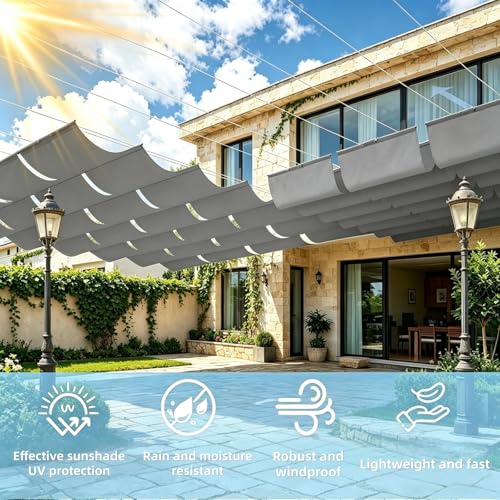 Voile d'ombrage rétractable pour terrasse et pergola de jardin - 3