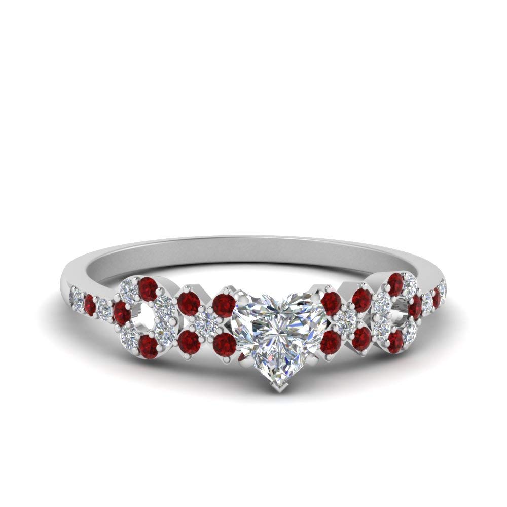 Choose Your Gemstone Beautiful XO Design Diamond CZ Ring 925 Sterling Silver Heart Shape Side Stone Engagement Rings Lightweight Office Wear Everyday Gift Jewelry US Size 4 to 12