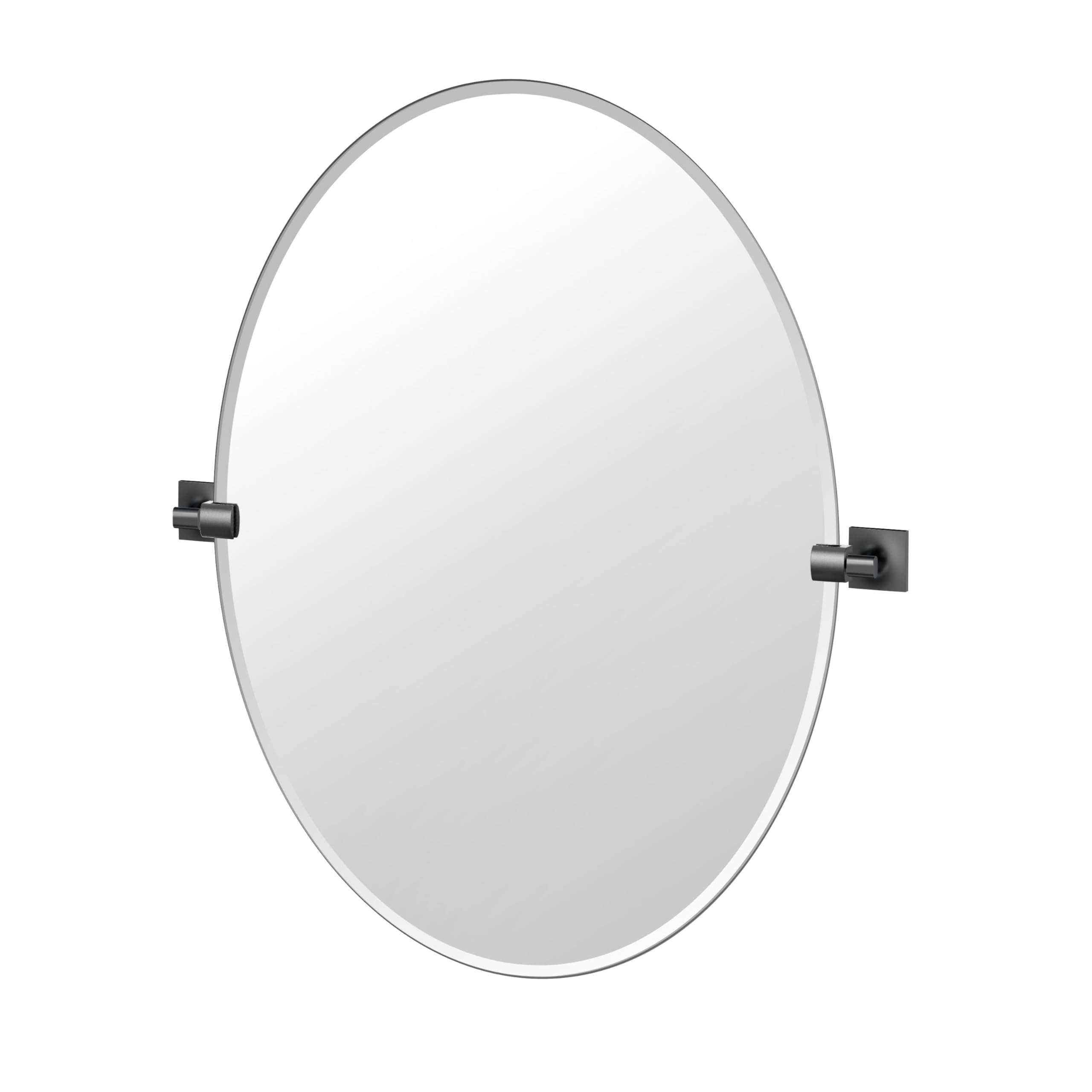 Gatco 5589MXLG Waterline Frameless Oval Mirror, 32 Inch, Matte Black
