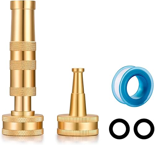 YELUN Boquillas de manguera de latón, boquilla de manguera giratoria ajustable resistente y boquilla barredora de chorro, paquete de 2 YELUN Boquillas de manguera de latón, boquilla de manguera giratoria ajustable resistente y boquilla barredora de chorro, paquete de 2