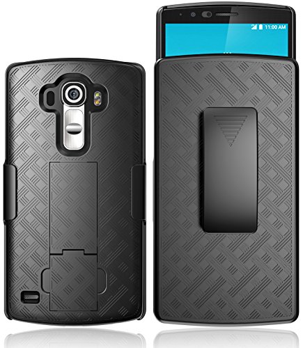 E LV LG G4 Case Full Body Protection Belt Clip - Case Cover for LG G4 with 1 Microfiber Cleaning Cloth - Black