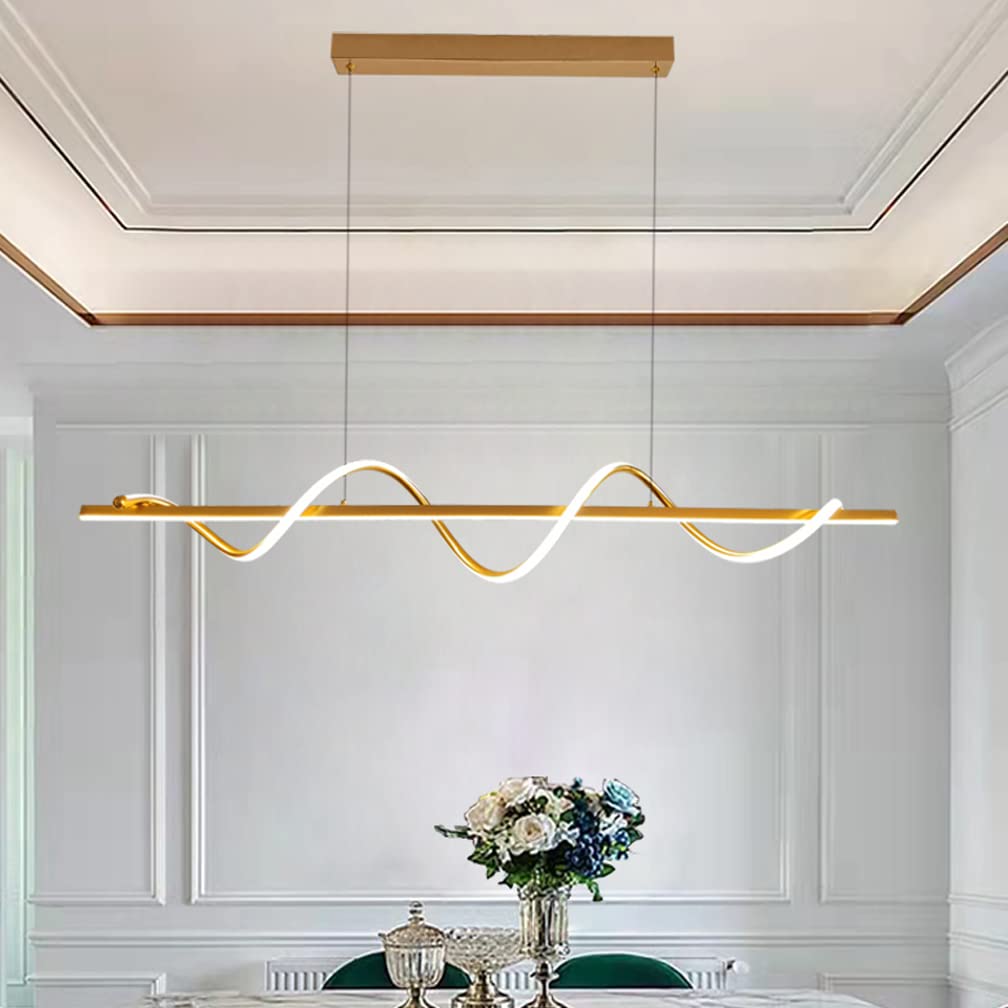 Led-eettafellamp, hanglamp, moderne spiraal, in hoogte verstelbaar, design- hanglamp, dimbaar met afstandsbediening, woonkamer, kroonluchter, keuken, kantoor, bar, verlichting (zwart, L 140 cm