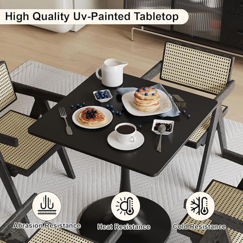 Image of Square Wooden Pedestal Table, Accent Bedside Table,Modern Coffee End Table for Living Room, Bedroom and Balcony with Square Design Table