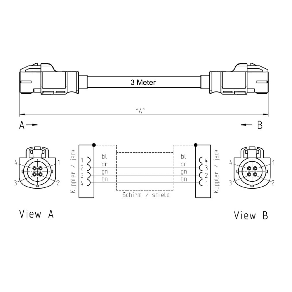 Eightwood Cavo HSD LVDS Z Femmina 4 Anime 535 Lunghezza 300cm | Cavo video auto telecamera retromarcia navigazione, compatibile BMW Audi VW Mercedes Citroën Peugeot