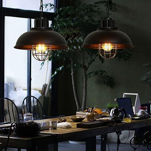Lustre suspension d'îlot de cuisine style ferme rétro luminaire dôme noir E27