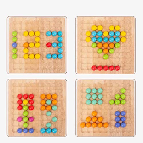Houten Go Games Set Dots Kralen Board Games Speelgoed Rainbow Clip Kralen Puzzel, Houten Peg Board Kralen Game Rainbow… - Afbeelding 8