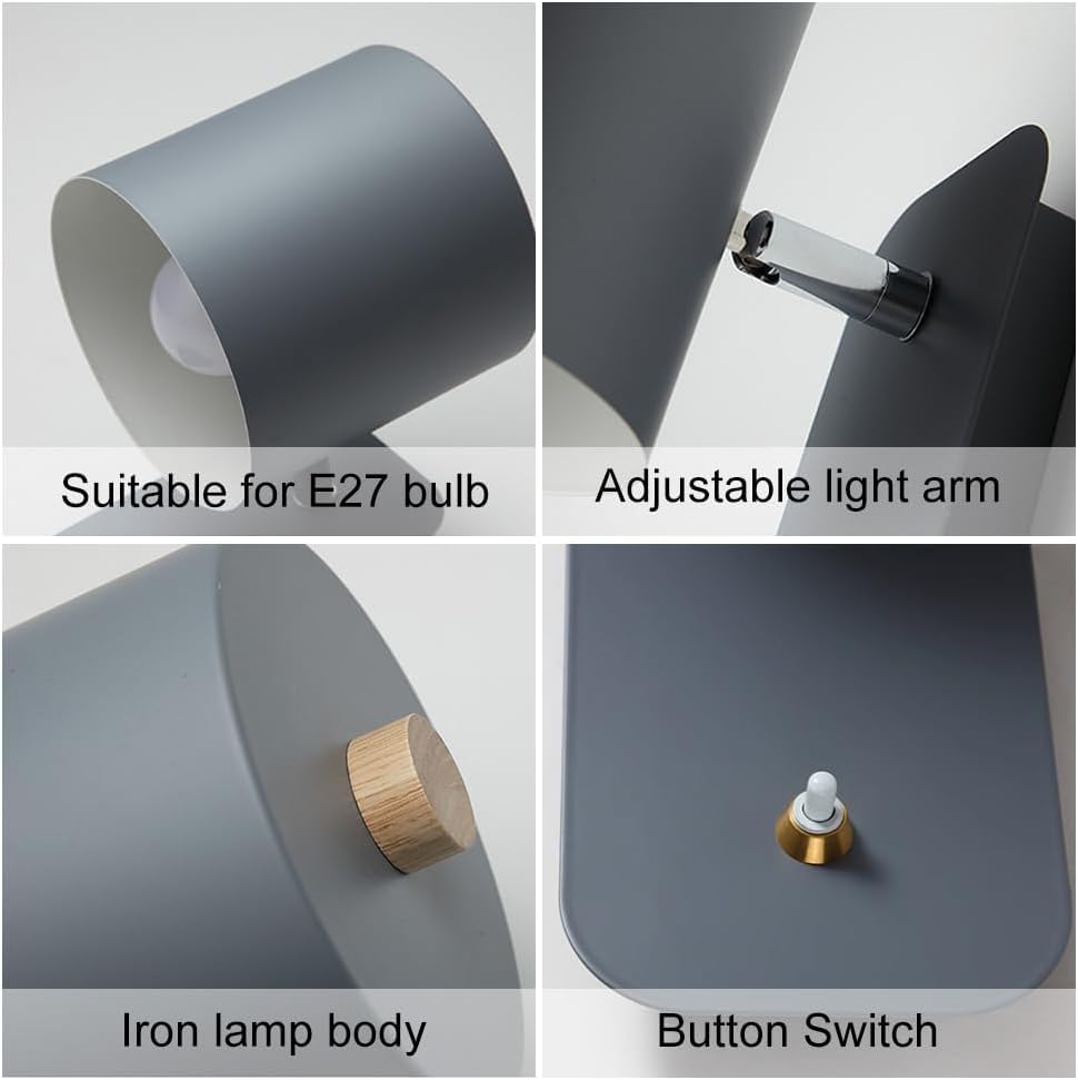 Lampe murale câblée et réglable en fer noir pour style industriel