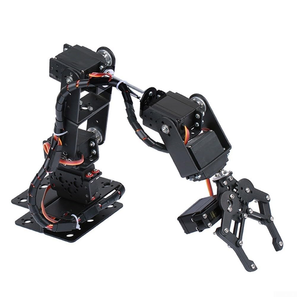 6DOF - Kit braccio robotico con 6 servi in metallo, 50,5 cm, manipolatore robot multiasse nero, set di montaggio fai da te per educazione STEM, progetti di ingegneria e allenamento per