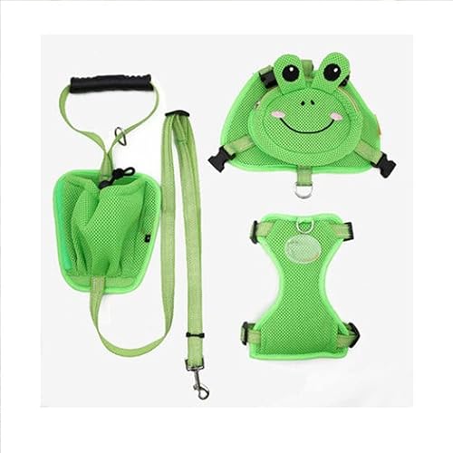 Miniatura 2 de Juego de arnés de mochila para perro, mochila y correa, arnés para perro, correa de arnés para mascotas y mochila para perro, diseño de rana de