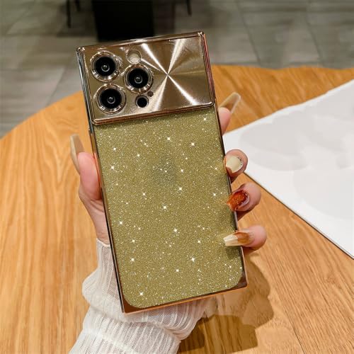 Coque de téléphone de luxe carrée galvanisée avec protection objectif intégrée