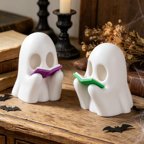 2Pack 3D Printed LED Reading Ghost Halloween Decorations Indoor - image 2