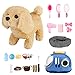 IWILCS Chiot Électronique Interactive en Peluche Réaliste Animaux, Peluche Chien de Jouets Électriques, Chien Électronique Interactif avec Accessoires (Golden Retriever)