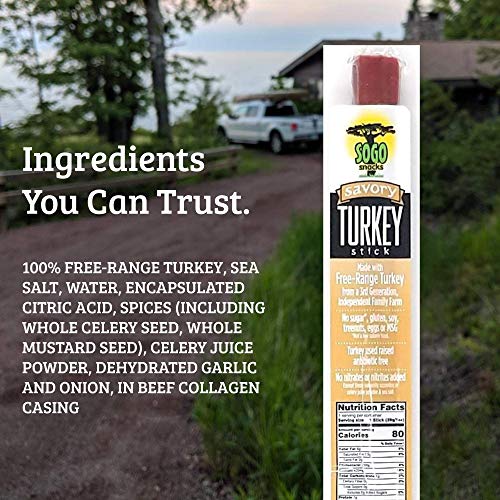 Savory Turkey, Sogo Snacks, No Sugar, Low Carb, Free-Range from a 3rd Generation, Independent Family Farm. Gluten Free, Hiking Snacks. Keto, Whole, Paleo Friendly (Savory Turkey, 24 Count) - Thumbnail 3