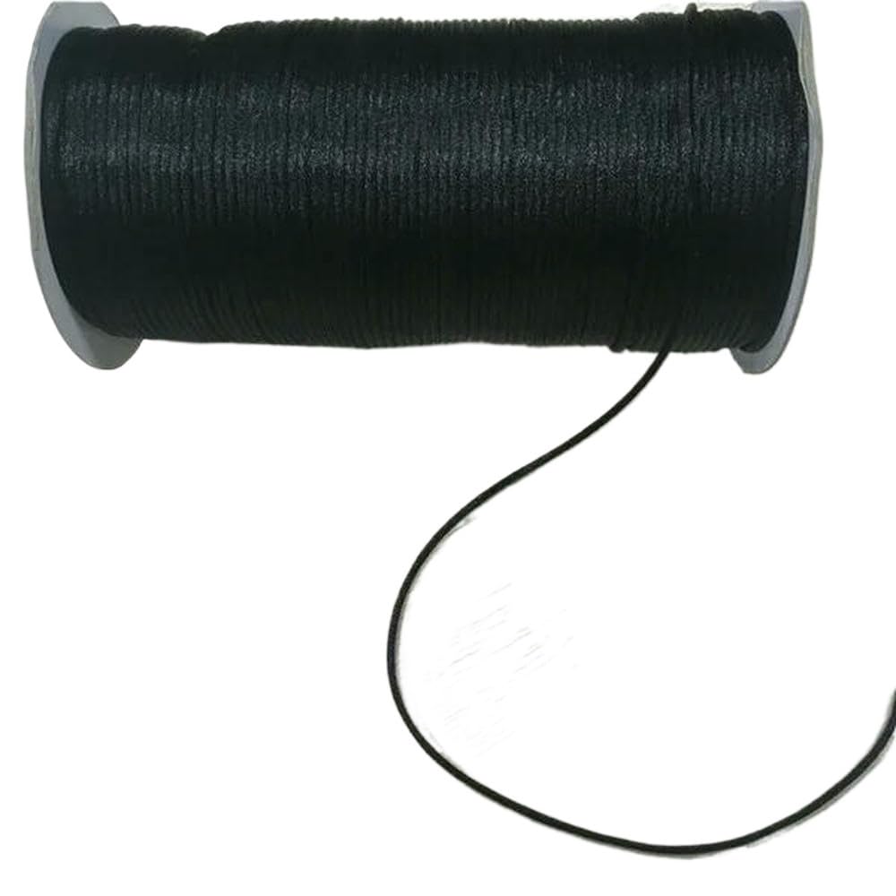 Sznurki do koralików, Pleciony sznurek do makramy 2mm wielokolorowy 10-225m(Black 900,225meters whole roll)