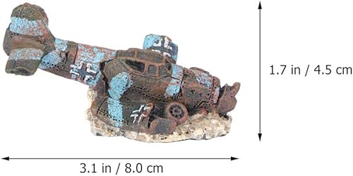 Miniatura 7 de VILLCASE Decoración de acuario de avión hundido, decoración de acuario, barco de pesca, decoración de resina, avión hundido, decoración de animales,