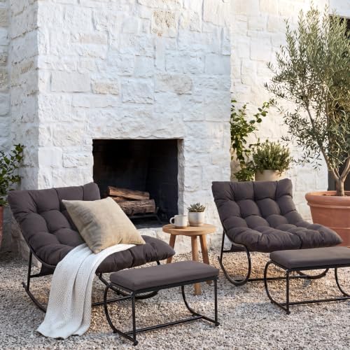 Spacious Double Papasan Rocking Chair Set