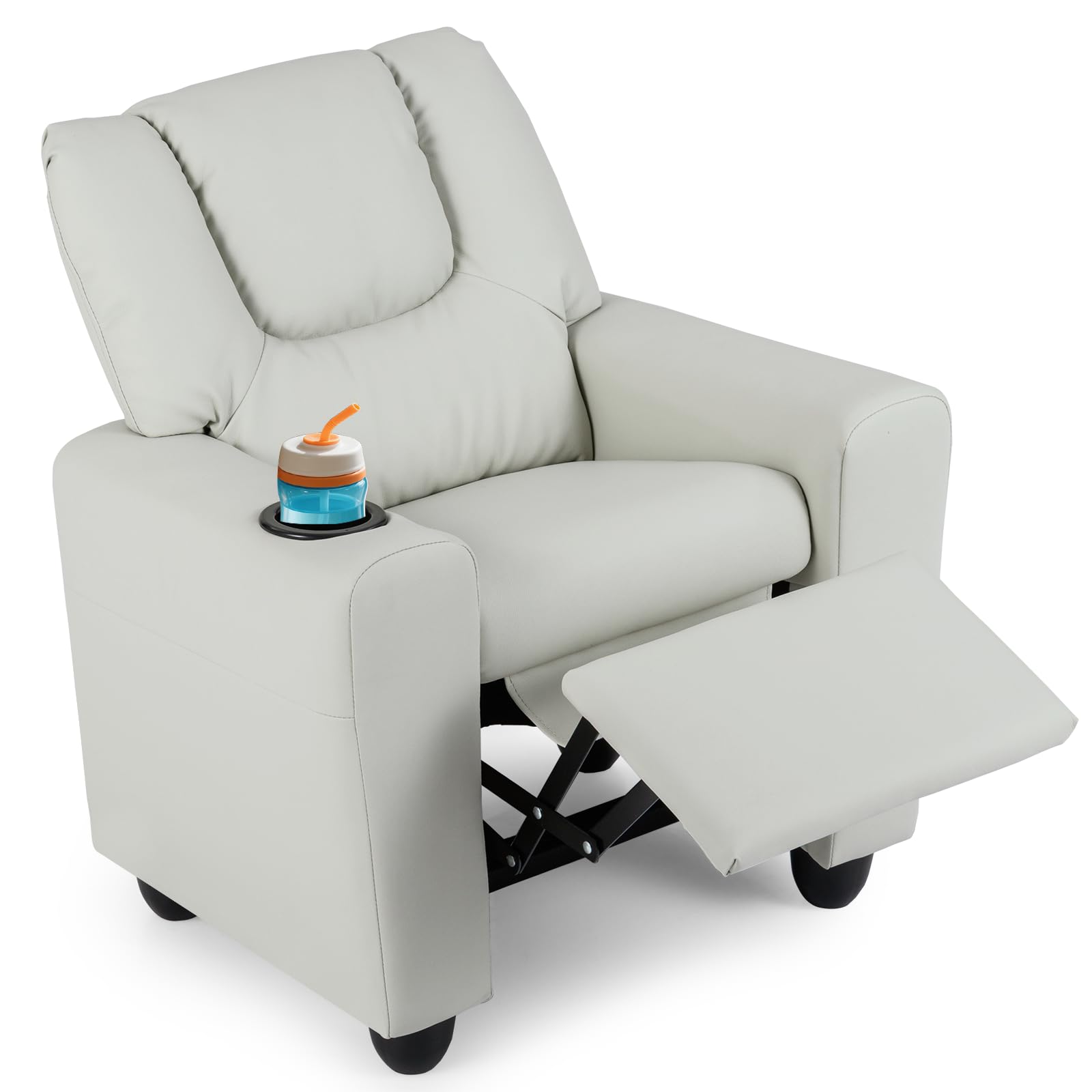 LIFEZEAL Sofá infantil, sillón infantil con función reclinable, sillón relax 2 en 1 para niños, sofá infantil con reposapiés ajustable y soporte para bebidas, sofá pequeño para habitación infantil