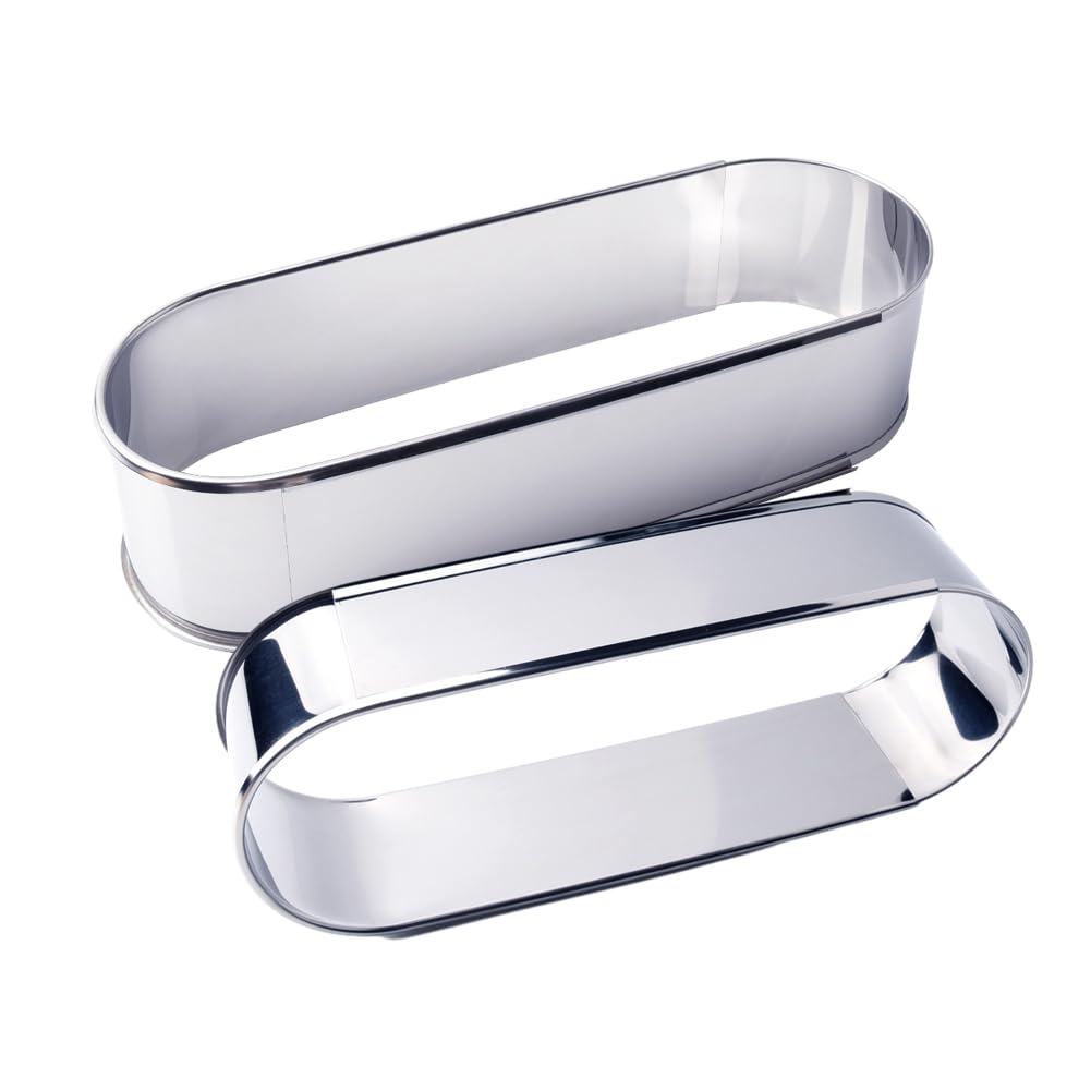 2PCS Adjustable 10-16 Inch Stainless Steel Oval Cake Ring, Oven Bread Baking Molds, DIY Mousse Cake Mould, Cheesecake Tiramisu Baking Pastry Tools