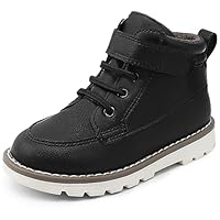 HOMEHOT Boys Fashion Boots High Top Sneakers Faux Leather (toddller/littile kids) color black size 12