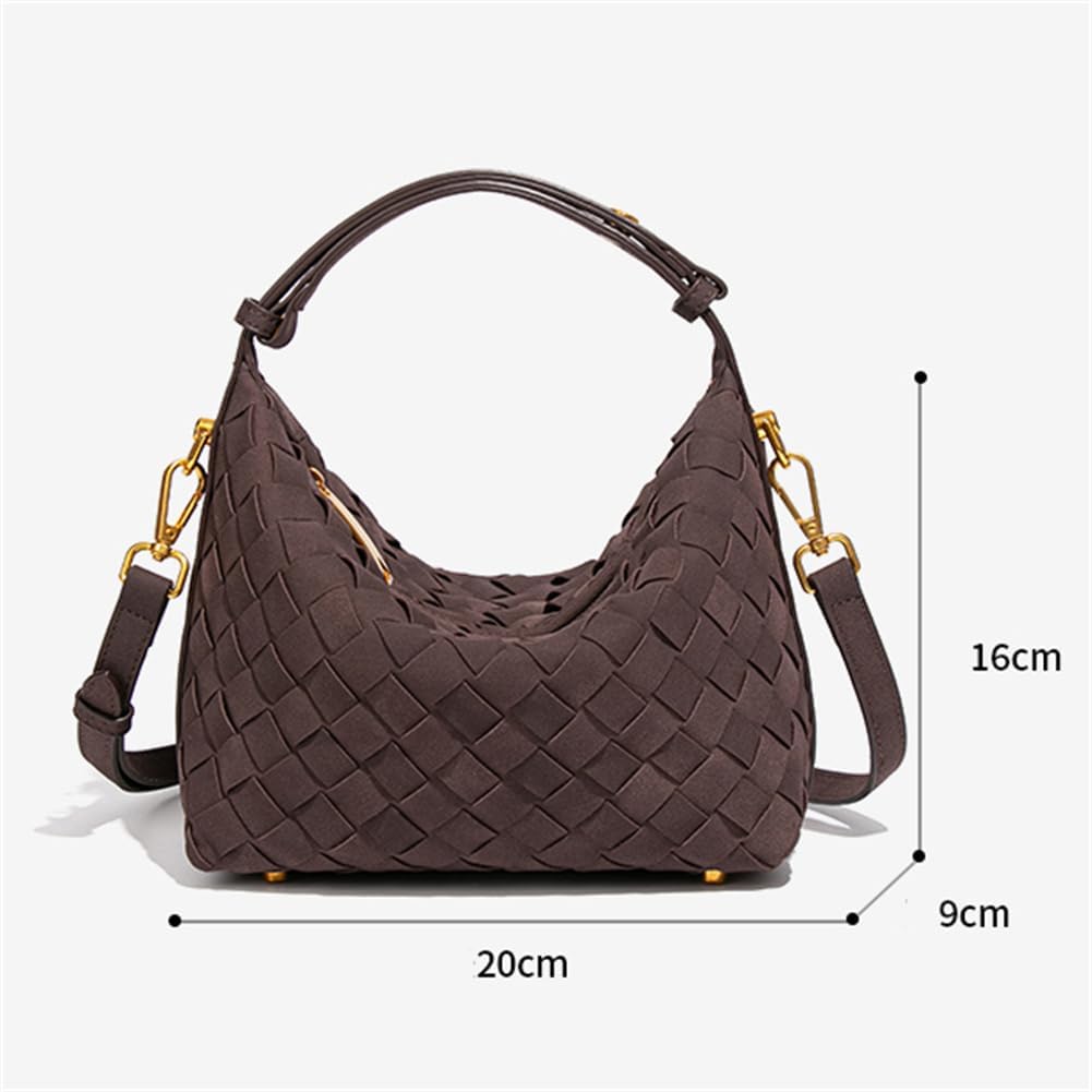 Women's Suede Woven Bag Shoulder Tote Purse Faux Suede Crossbody Handbag Clutch Woven Hobo Bag Satchel Slouchy Handbag 2025 - Image 6