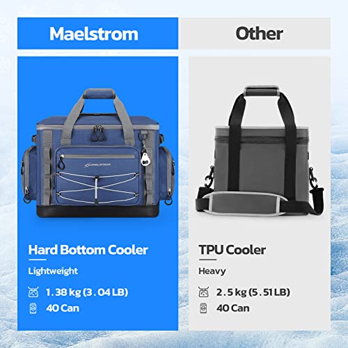 Maelstrom Soft Cooler Bag,Soft Sided Cooler,Insulated Hard-Bottom Beach Cooler,Ice Chest,Large Leakproof Camping Cooler,Portable Travel Cooler For Camping,Grocery Shopping,Blue,40 Can #TOP2