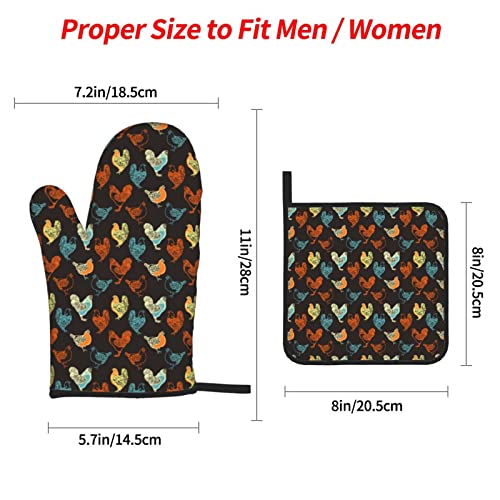 Bokekang Rooster Oven Mitts And Pot Holders Sets Of 4 Chicken Kitchen Mitts Heat Resistant Cock Oven Gloves Set Potholders For Kitchen Baking Grilling Bbq #TOP3