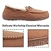 VLLy Mens Moccasin Slippers with Memory Foam Arch Support, Non Slip Rubber Sole House Shoes for Men Machine Washable Warm Fleece Lined Indoor Outdoor Home Shoes Brown Size 10 US