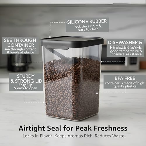 Image of Plastic Airtight Containers Set For Kitchen Storage And Containers Box For Pantry Organization And Container (4X350ml+4X650ml+4X950ml, Black And Transparent) Set of 12