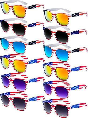 knliwkm American Flag Sunglasses for Men USA American Flag Glasses Fourth of July Accessories