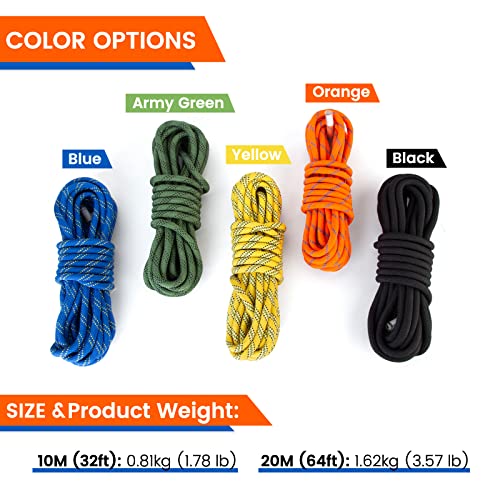 Voxlova Rock Climbing Rope, Outdoor Static Climbing Rope, 10Mm High Strength Safety Rope, Hiking Tree Climbing Fire Escape Rappelling Rope, Fire Rescue Rope 20M(65Ft) #TOP4