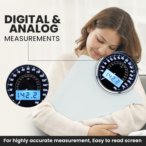Image of EILISON 2-in-1 Digital & Analog Bathroom Scale, 400 lbs, Large Display