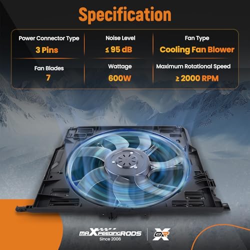 Image of maXpeedingrods 3 Pins Engine Radiator Cooling Fan Assembly for BMW 528i 2009-2011, for BMW 530i 535i 640i xDrive 17428509741 17427599493 17427802943