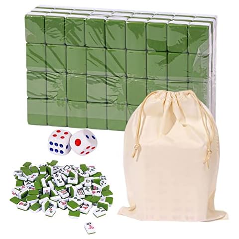 Mahjong Spiel,Mini Mahjong Set,Traditionelles Chinesisches Brettspiel Mit Großer Aufbewahrungstasche, Tragbares Tischspiel Mit 146 Melaminharz-Mahjong-Steinen Für Familienfreizeit Lustige Kleine Spi Cover
