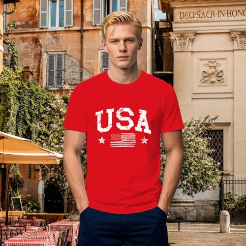 Mens USA Shirt American Flag T-Shirt 4th of July Patriotic Short Sleeve Tee3