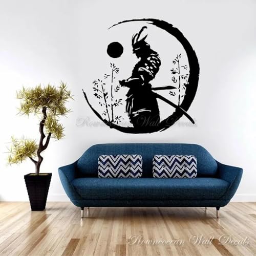 SHELOG Autocollant Mural en vinyle motif samouraï japonais, décoration de maison moderne, pour chambre d'enfants, garçons et adolescents, décalcomanie...
