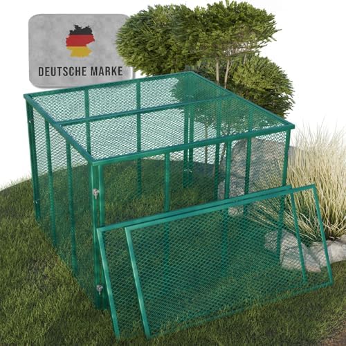 Bild 13 - Heimfleiss® Komposter Garten 100x100x75 cm | 750L Metallkomposter verzinkt & pulverbeschichtet | Metall Kompostbehälter für Rasenschnitt & Biomüll | Gartenkomposter mit Stecksystem | Kompost Behälter