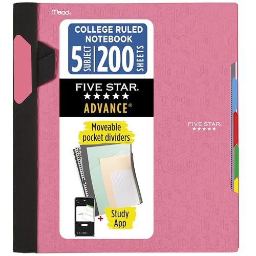 Cahier à spirales Five Star Advance rose avec intercalaires mobiles pour ne plus perdre vos notes