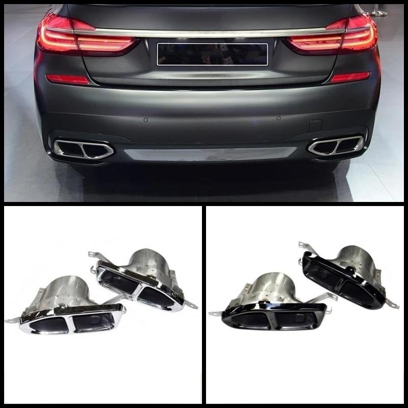 Punta de escape de boca cuadrada para BMW Serie 7 G11 G12 acabado premium negro 2
