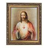 1home Inspirational Print The Sacred Heart of Jesus, 13-Inch, Ornate Gold Frame, 11.00' x 13.00'