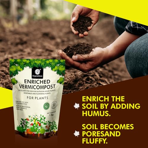 Image of OrganicDews Enriched Vermicompost (10 Kg) (Pack of 1 Kg) - Enriched & Fortified with Cow Dung and Bio Fertilizers - For Terrace Gardening, Vegetable /Flower Plants 10 Kg