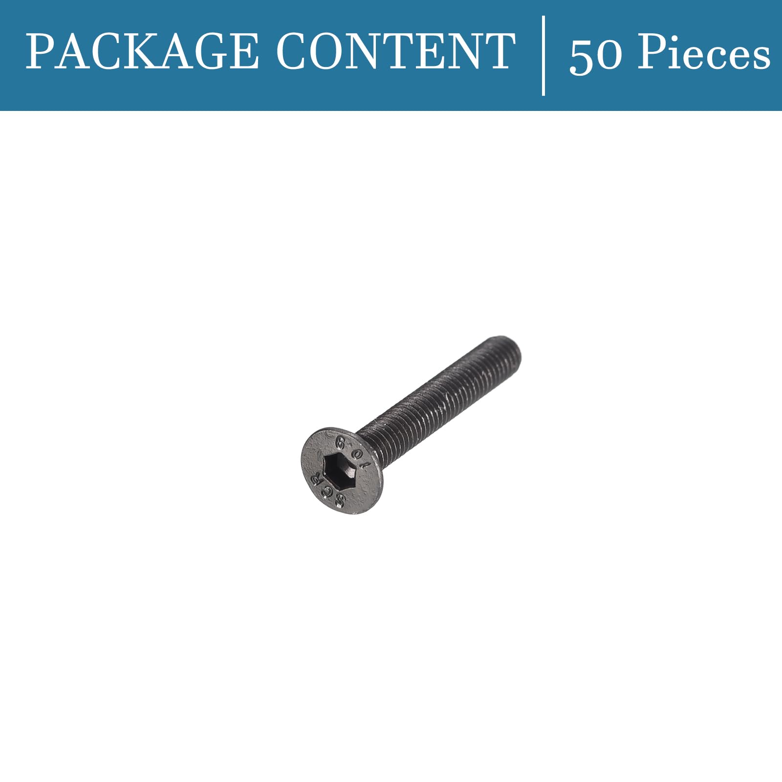 QUARKZMAN Lot De 20 Vis à Tête Hexagonale Fraisée M3 X 50 Mm - Acier Allié 10.9 Noir - Filetage 0,5 Mm